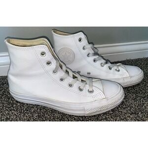 Converse Chuck Taylor All Star Hi Mens Size 5.5 (Wom 7.5) White Leather Sneakers